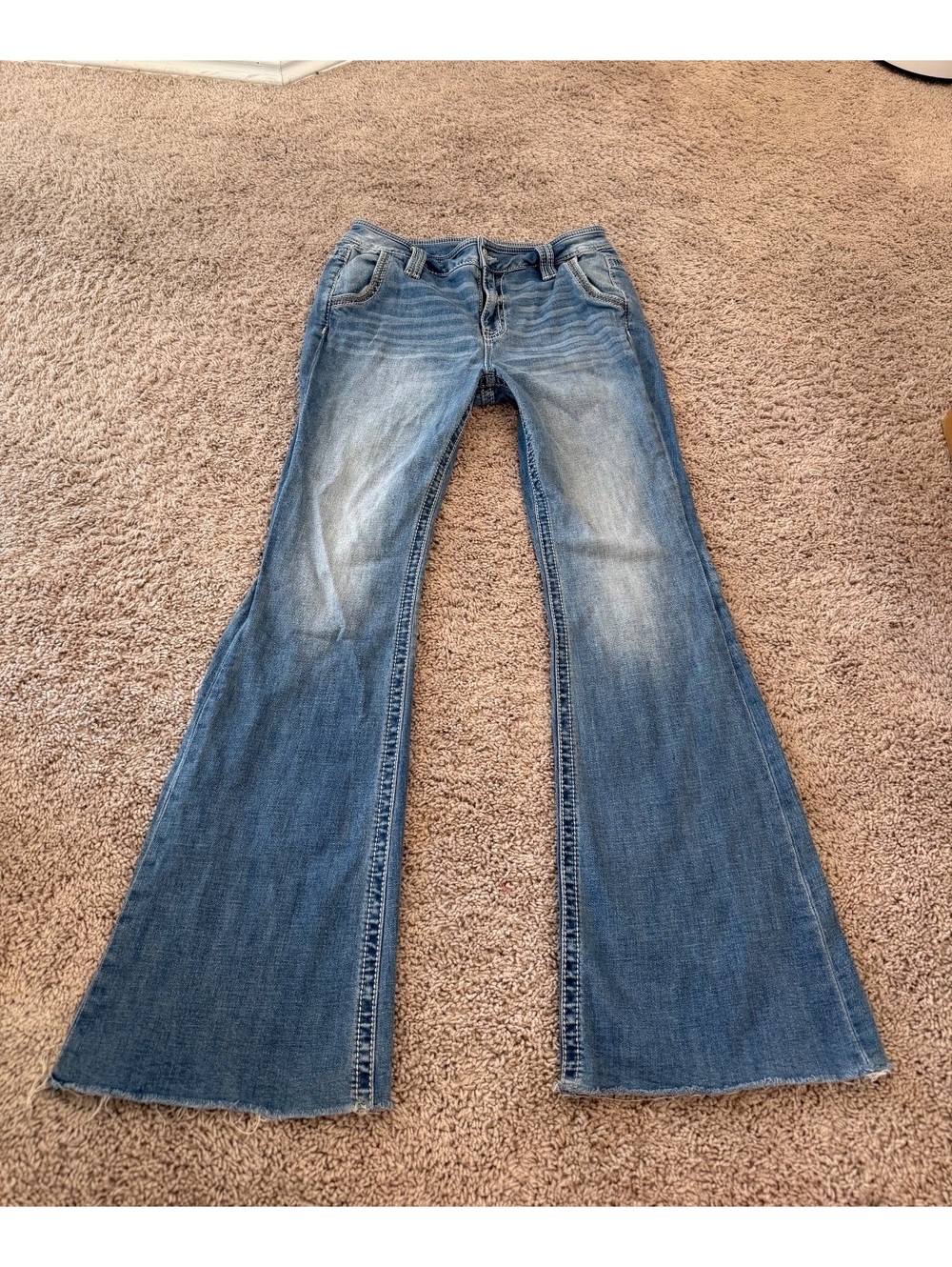 Y2K Miss Me Bootcut Jeans Medium Wash Embellished Rhinestone Size 29’